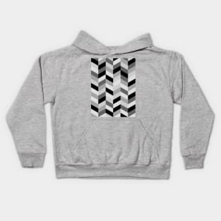 Multi Grey Chevron Tile Pattern Kids Hoodie